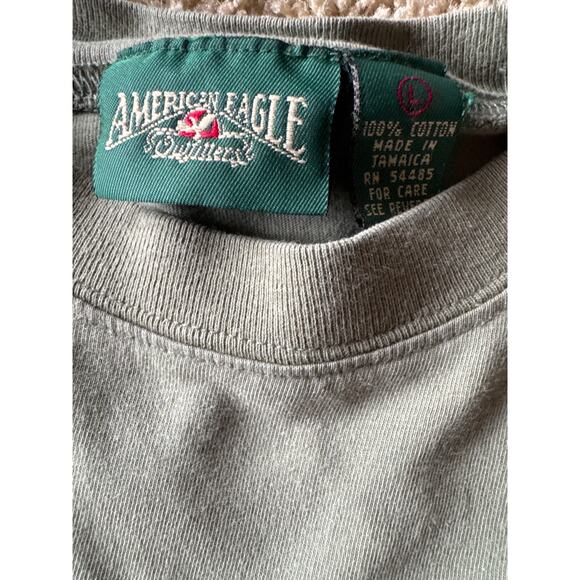 Vintage Blank 90’s American Eagle Outfitters Olive Green L Pocket Tee - Picture 2 of 6